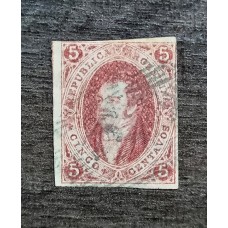 ARGENTINA 1864 GJ 16 RIVADAVIA DE PRIMERA TIRADA SIN DENTAR ESTAMPILLA DE PERFECTA CALIDAD LIBRE DE FALTAS CON SUS 4 MARGENES INCLUSO TIENE PARTE DEL MARGEN DE SU COMPAÑERO CON SUAVE MATASELLO ESTA DE LUJO U$ 300 OFRECIDO AQUI CON MUY BAJA BASE